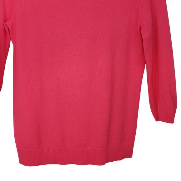 Talbots Pure Cashmere 3/4 Sleeve Solid Pink Sweater Minimalist Size Medium EUC - Picture 4 of 6